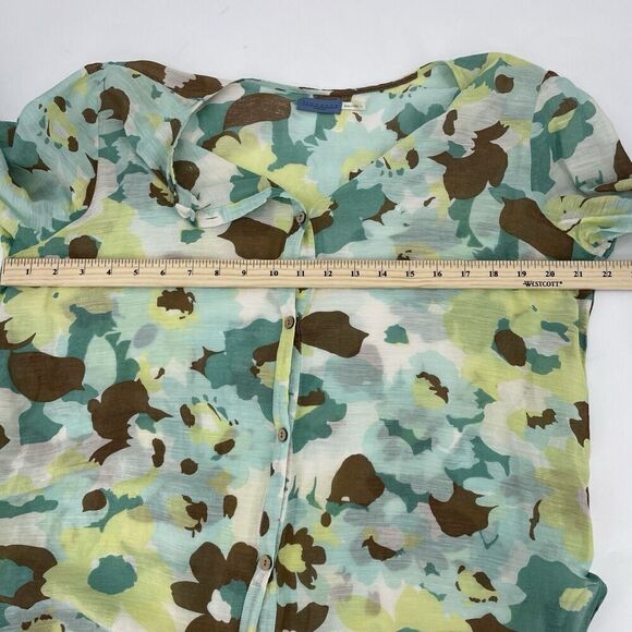 Provence D’amour Shirt Women Large Multicolor Floral Linen Long Sleeve Button-Up - Picture 9 of 11